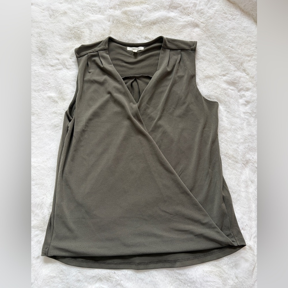 Sleeveless Wrap Top - Olive Green